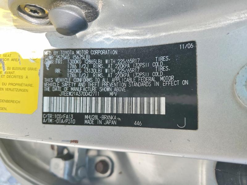 Aukcja sprzedaży 2007 Toyota Highlander, vin: JTEEW21A370042711, numer aukcji: 61632466