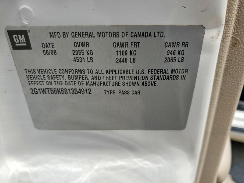 62307136 :رقم المزاد ، 2G1WT58K681354912 vin ، 2008 Chevrolet Impala مزاد بيع