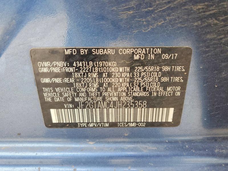 Aukcja sprzedaży 2018 Subaru Crosstrek, vin: JF2GTAMC4JH235358, numer aukcji: 60294756