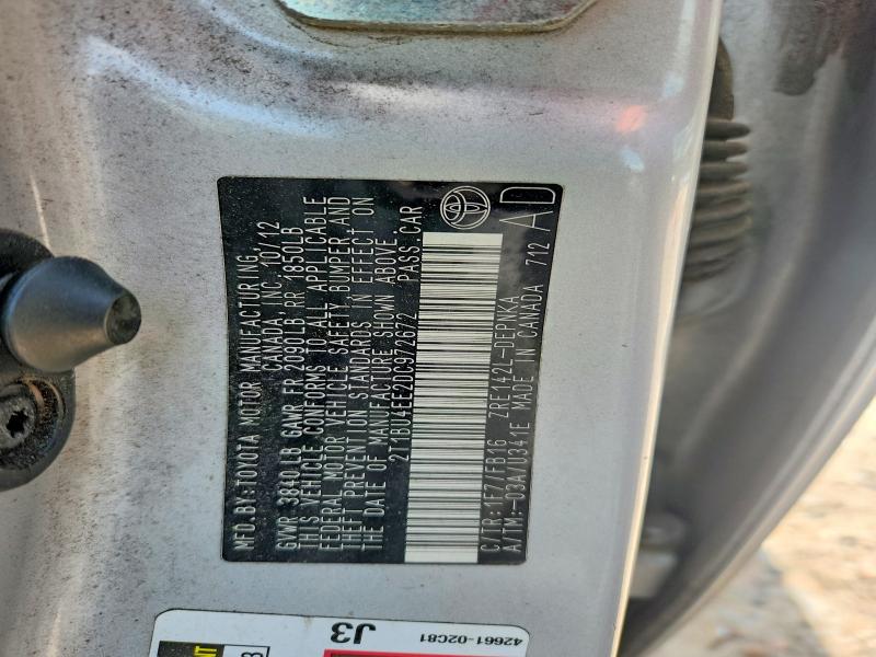 62877316 :رقم المزاد ، 2T1BU4EE2DC972672 vin ، 2013 Toyota Corolla مزاد بيع