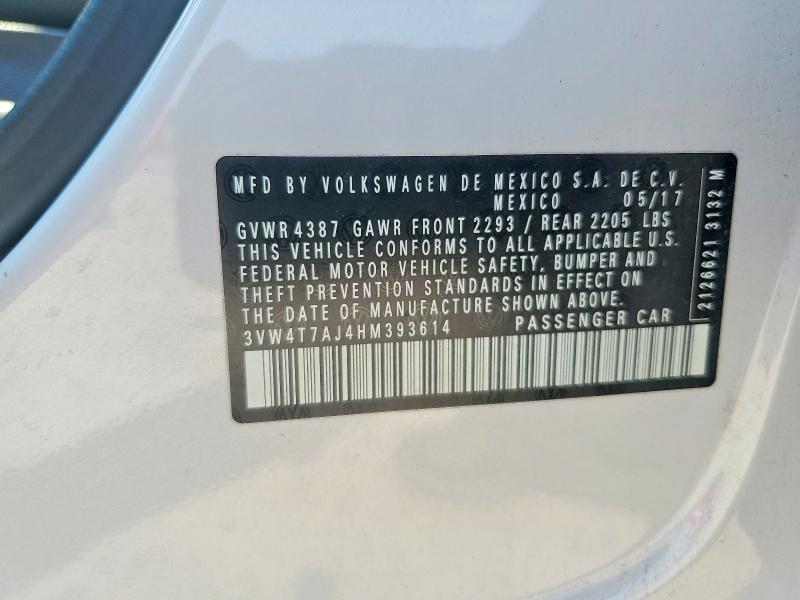 63156606 :رقم المزاد ، 3VW4T7AJ4HM393614 vin ، 2017 Volkswagen Jetta مزاد بيع