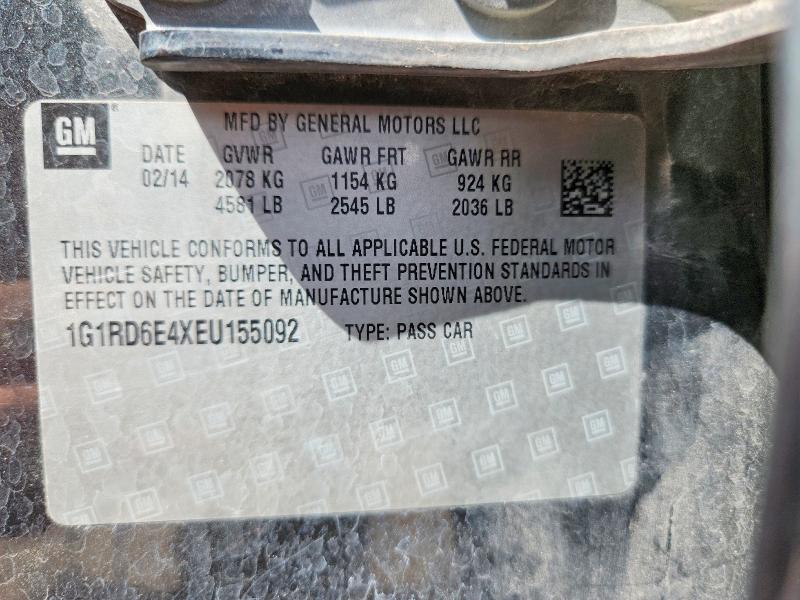 Aukcja sprzedaży 2014 Chevrolet Volt, vin: 1G1RD6E4XEU155092, numer aukcji: 60982376