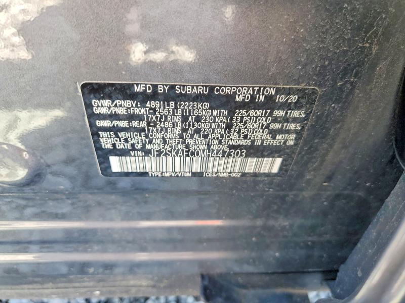 Продажа на аукционе авто 2021 Subaru Forester, vin: JF2SKAFC0MH447303, номер лота: 60221786