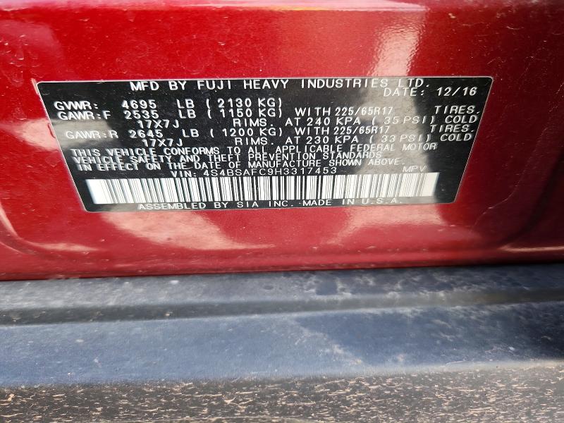 Aukcja sprzedaży 2017 Subaru Outback, vin: 4S4BSAFC9H3317453, numer aukcji: 61937076