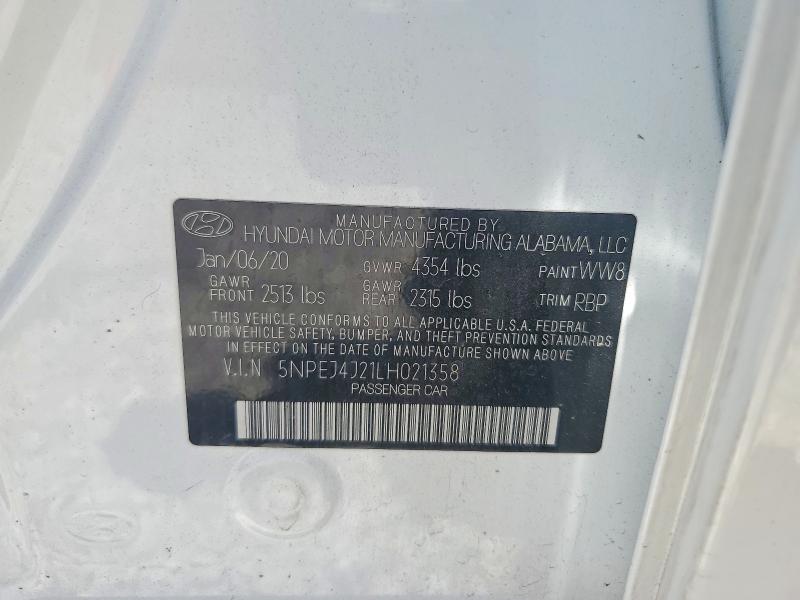 2020 Hyundai Sonata მანქანა იყიდება აუქციონზე, vin: 5NPEJ4J21LH021358, აუქციონის ნომერი: 85790815