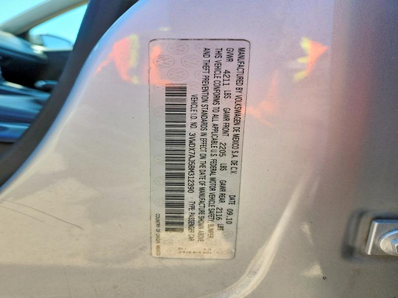 Aukcja sprzedaży 2011 Volkswagen Jetta, vin: 3VWDX7AJ5BM312390, numer aukcji: 63344306
