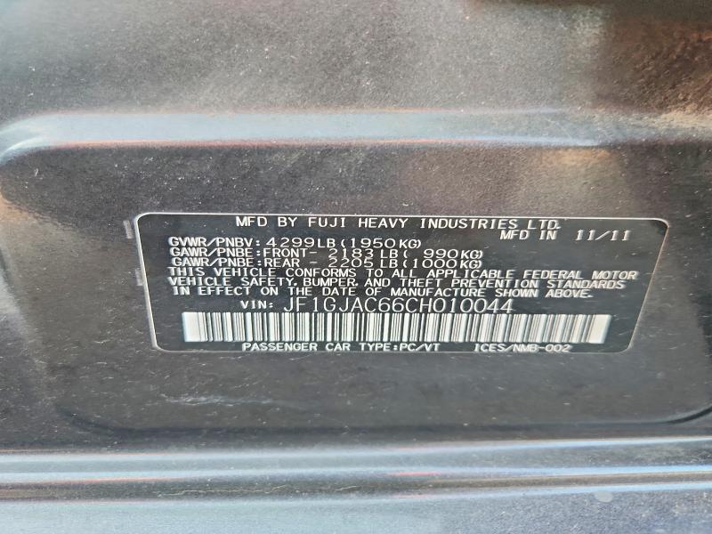 Продаж на аукціоні авто 2012 Subaru Impreza, vin: JF1GJAC66CH010044, номер лоту: 62020676