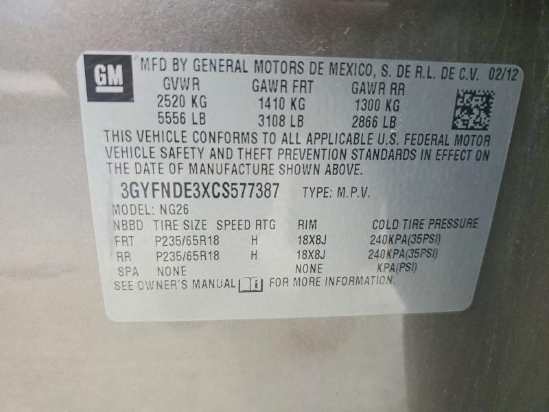 Продажа на аукционе авто 2012 Cadillac Srx, vin: 3GYFNDE3XCS577387, номер лота: 59124996