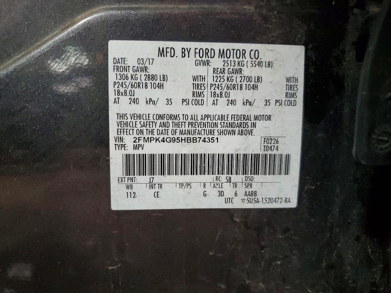 Aukcja sprzedaży 2017 Ford Edge, vin: 2FMPK4G95HBB74351, numer aukcji: 58831746