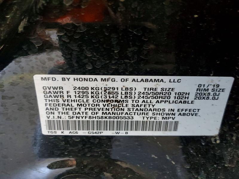 2019 Honda Passport მანქანა იყიდება აუქციონზე, vin: 5FNYF8H58KB005533, აუქციონის ნომერი: 60669926