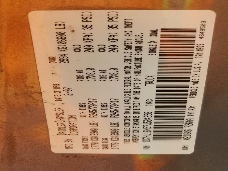 Aukcja sprzedaży 2007 Dodge Ram 1500, vin: 1D7HU16N57J584356, numer aukcji: 63360936