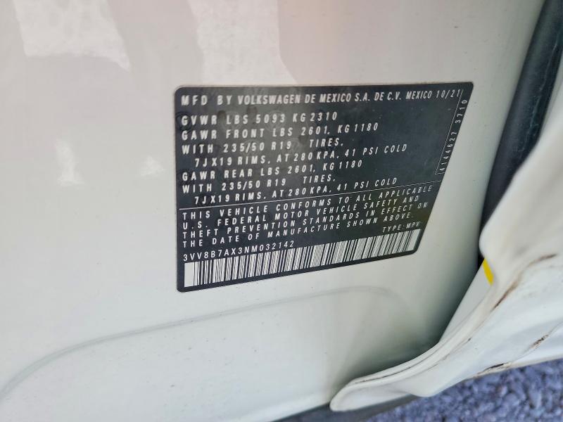 Aukcja sprzedaży 2022 Volkswagen Tiguan, vin: 3VV8B7AX3NM032142, numer aukcji: 60890906