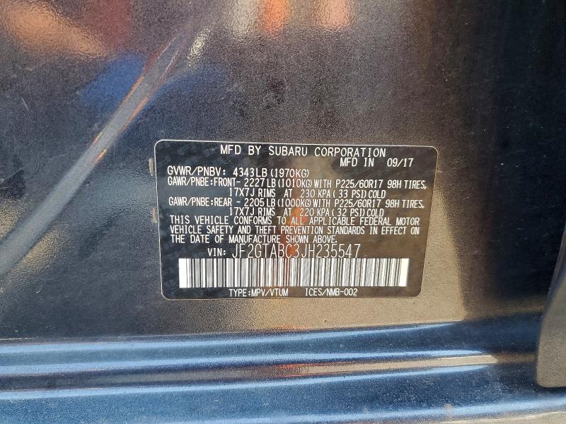 Продаж на аукціоні авто 2018 Subaru Crosstrek, vin: JF2GTABC3JH235547, номер лоту: 60664056