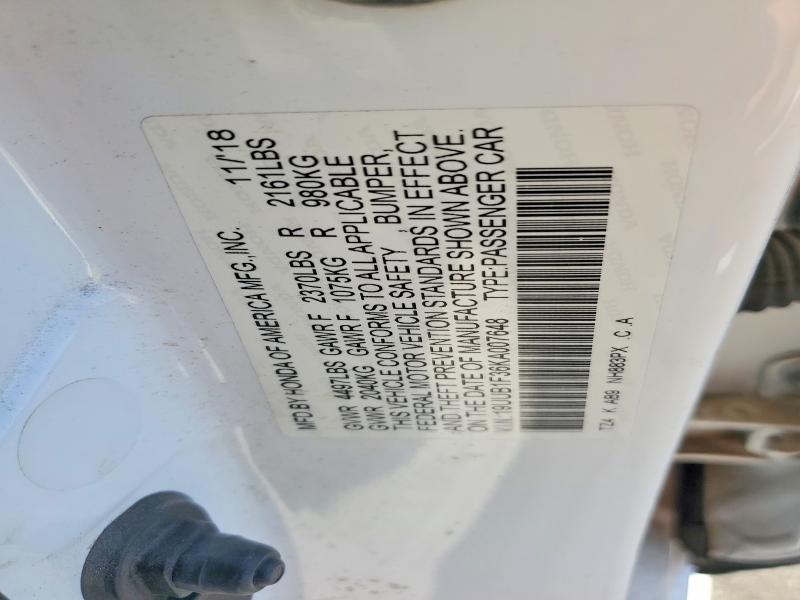 2019 Acura Tlx მანქანა იყიდება აუქციონზე, vin: 19UUB1F36KA007648, აუქციონის ნომერი: 62706046