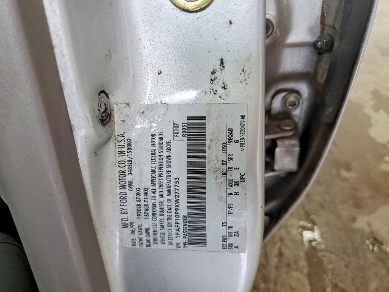 1999 Ford Escort მანქანა იყიდება აუქციონზე, vin: 1FAFP10P9XW277753, აუქციონის ნომერი: 58548416