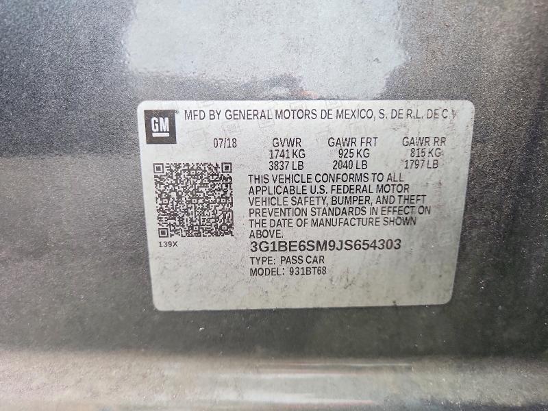 Aukcja sprzedaży 2018 Chevrolet Cruze, vin: 3G1BE6SM9JS654303, numer aukcji: 62644916