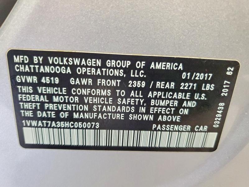 Aukcja sprzedaży 2017 Volkswagen Passat, vin: 1VWAT7A35HC050073, numer aukcji: 62416866