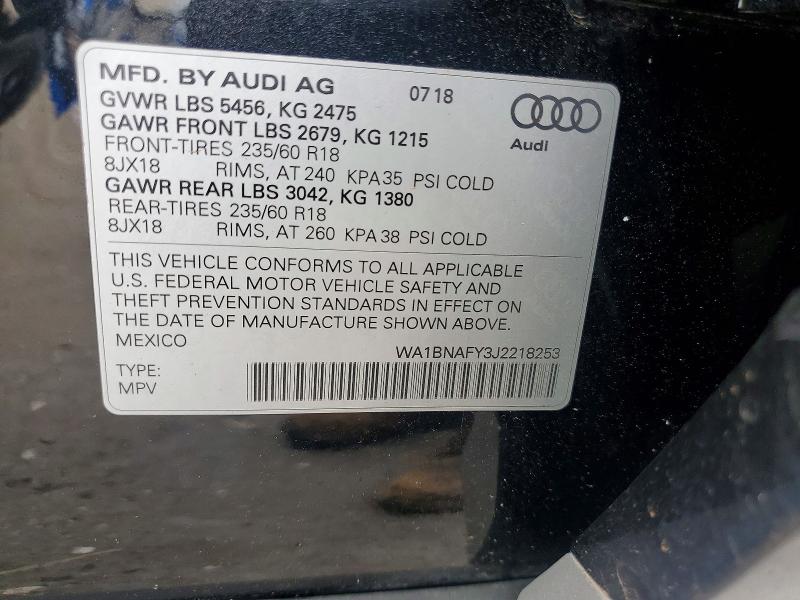 Aukcja sprzedaży 2018 Audi Q5, vin: WA1BNAFY3J2218253, numer aukcji: 59664716