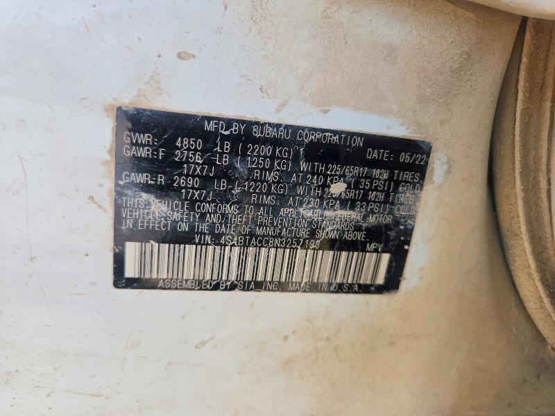 Aukcja sprzedaży 2022 Subaru Outback, vin: 4S4BTACC8N3257193, numer aukcji: 63164236