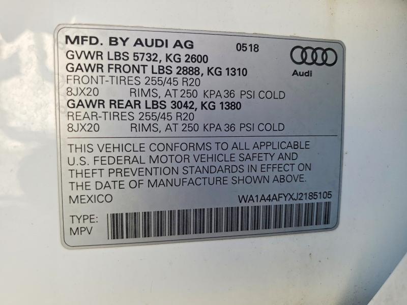 Aukcja sprzedaży 2018 Audi Sq5, vin: WA1A4AFYXJ2185105, numer aukcji: 61429136