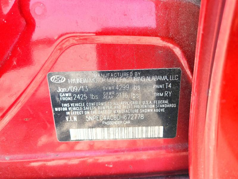 63518216 :رقم المزاد ، 5NPEC4AC6DH672778 vin ، 2013 Hyundai Sonata مزاد بيع