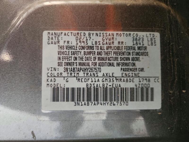 Aukcja sprzedaży 2017 Nissan Sentra, vin: 3N1AB7AP4HY267570, numer aukcji: 63027146