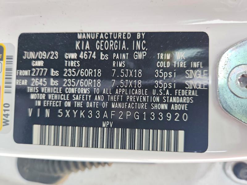 61016116 :رقم المزاد ، 5XYK33AF2PG133920 vin ، 2023 Kia Sportage مزاد بيع