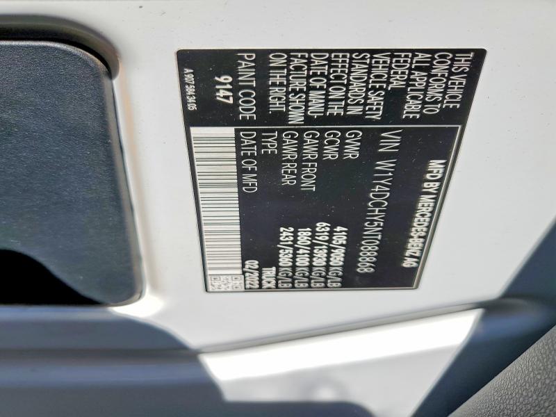 Продаж на аукціоні авто 2022 Mercedes-benz Sprinter, vin: W1Y4DCHY5NT088868, номер лоту: 61144406
