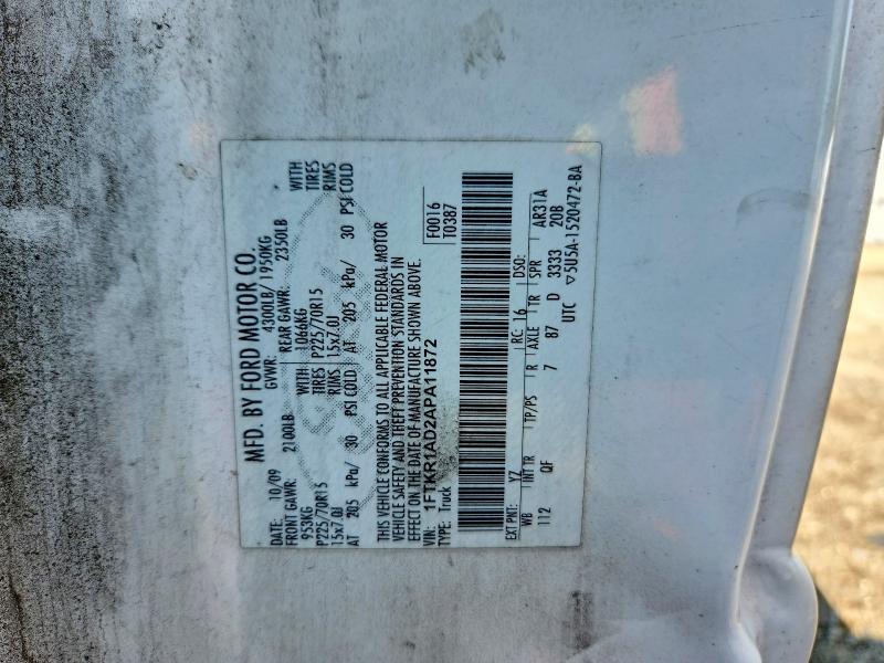 Aukcja sprzedaży 2010 Ford Ranger, vin: 1FTKR1AD2APA11872, numer aukcji: 62197646