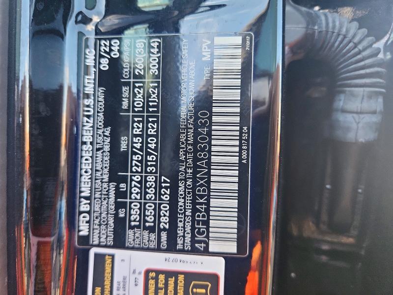 Aukcja sprzedaży 2022 Mercedes-benz Gle, vin: 4JGFB4KBXNA830430, numer aukcji: 59218736
