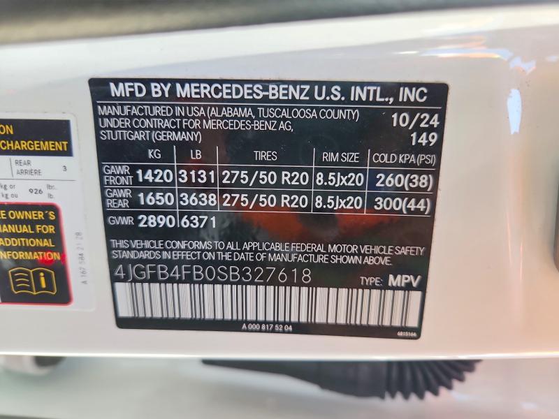 60040026 :رقم المزاد ، 4JGFB4FB0SB327618 vin ، 2025 Mercedes-benz Gle مزاد بيع