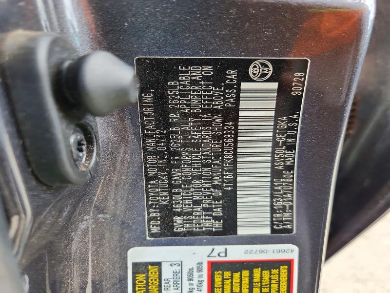 Aukcja sprzedaży 2012 Toyota Camry, vin: 4T1BF1FK8CU568334, numer aukcji: 59911786