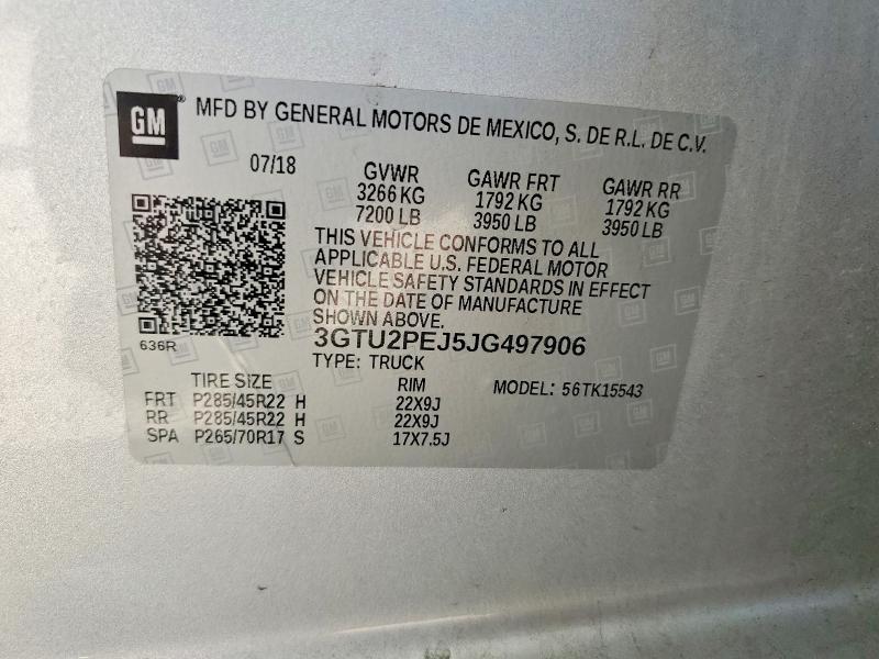 Продаж на аукціоні авто 2018 Gmc Sierra, vin: 3GTU2PEJ5JG497906, номер лоту: 60485106