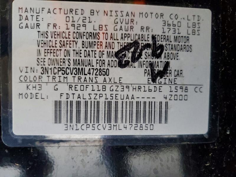 Продаж на аукціоні авто 2021 Nissan Kicks, vin: 3N1CP5CV3ML472850, номер лоту: 63409536