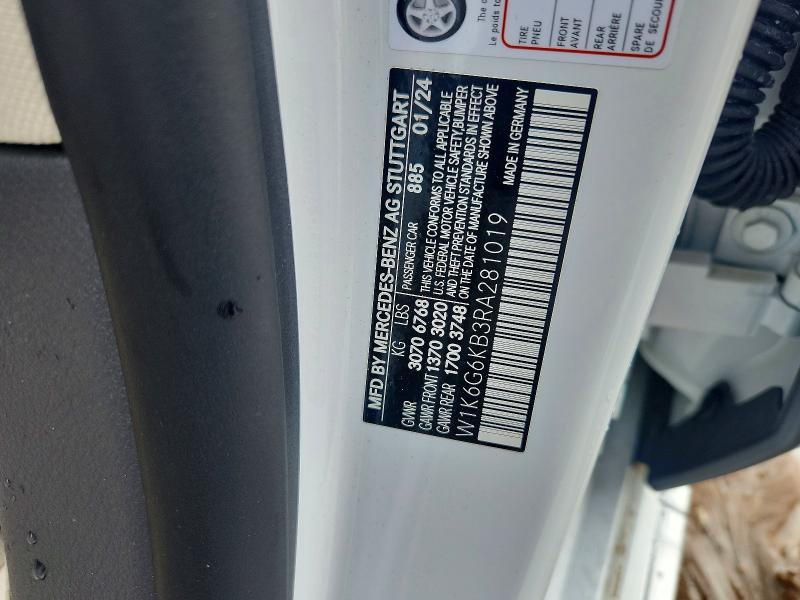 61397476 :رقم المزاد ، W1K6G6KB3RA281019 vin ، 2024 Mercedes-benz S مزاد بيع