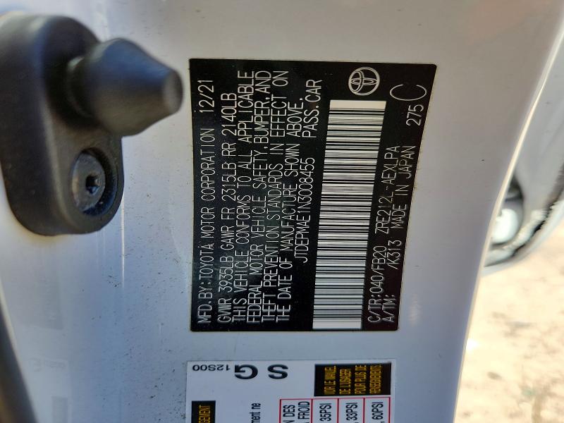 Aukcja sprzedaży 2022 Toyota Corolla, vin: JTDEPMAE1N3008455, numer aukcji: 62291216