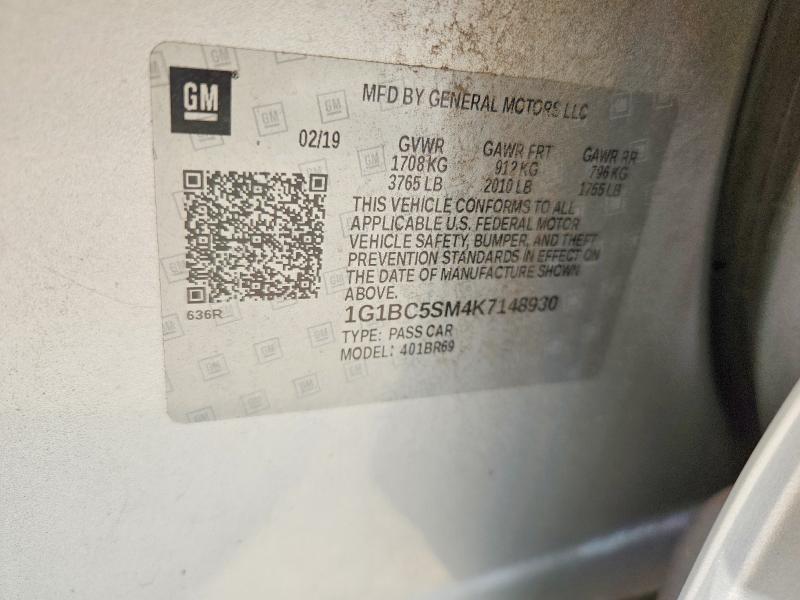 Продажа на аукционе авто 2019 Chevrolet Cruze, vin: 1G1BC5SM4K7148930, номер лота: 63159336