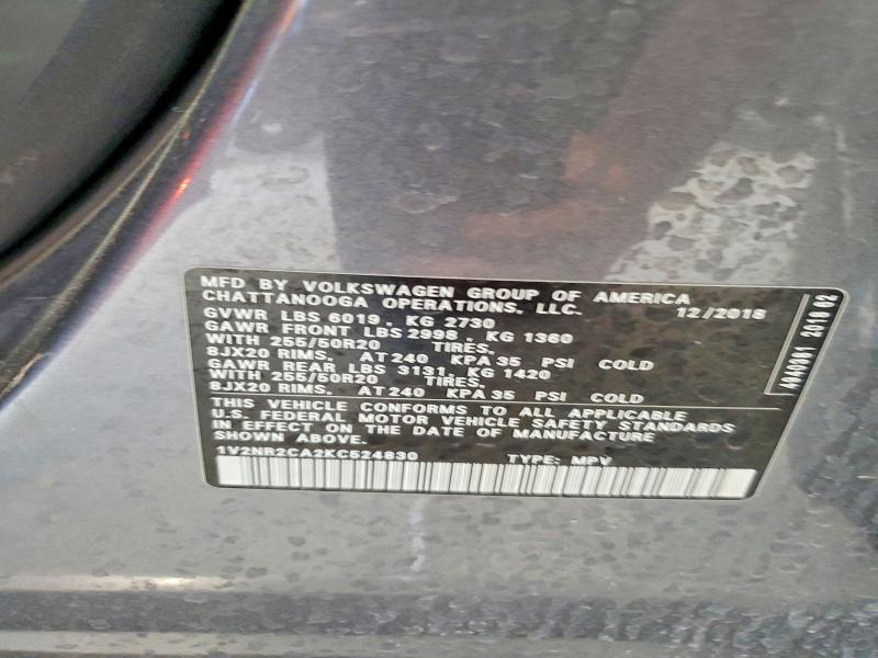 Aukcja sprzedaży 2019 Volkswagen Atlas, vin: 1V2NR2CA2KC524830, numer aukcji: 60405936