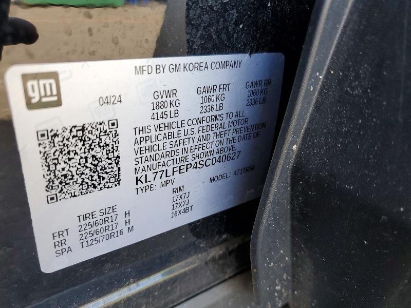 Aukcja sprzedaży 2025 Chevrolet Trax, vin: KL77LFEP4SC040627, numer aukcji: 59778436