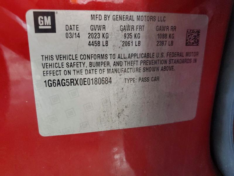 2014 Cadillac Ats მანქანა იყიდება აუქციონზე, vin: 1G6AG5RX0E0180684, აუქციონის ნომერი: 61383616