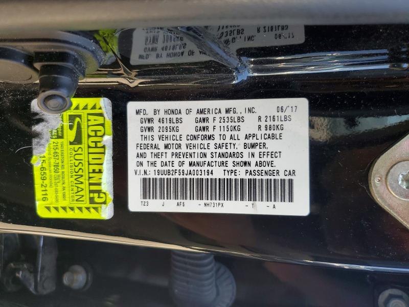 Aukcja sprzedaży 2018 Acura Tlx, vin: 19UUB2F59JA003194, numer aukcji: 61683436