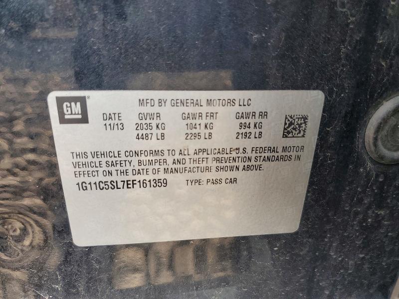 Auction sale of the 2014 Chevrolet Malibu, vin: 1G11C5SL7EF161359, lot number: 60971776