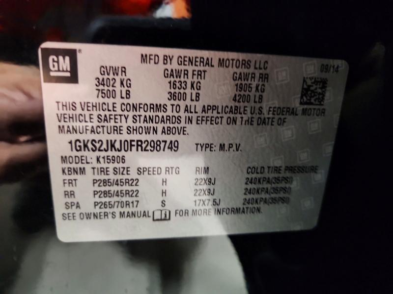 Продаж на аукціоні авто 2015 Gmc Yukon Xl, vin: 1GKS2JKJ0FR298749, номер лоту: 62877956