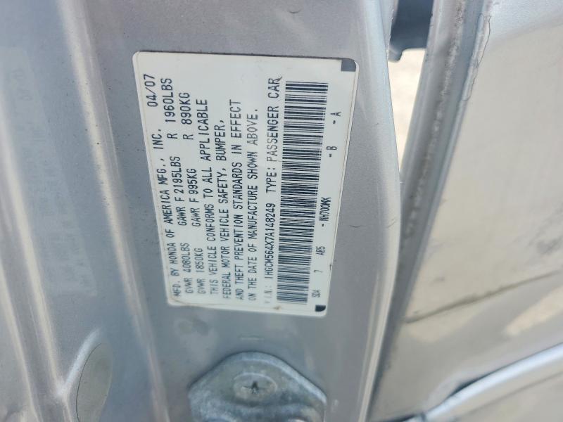 Aukcja sprzedaży 2007 Honda Accord, vin: 1HGCM564X7A148249, numer aukcji: 59709246