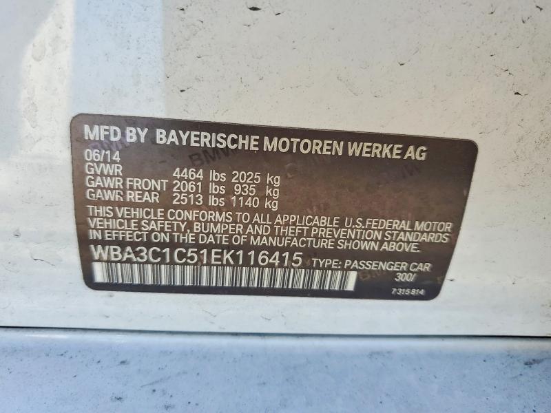 Aukcja sprzedaży 2014 Bmw 328, vin: WBA3C1C51EK116415, numer aukcji: 61645336