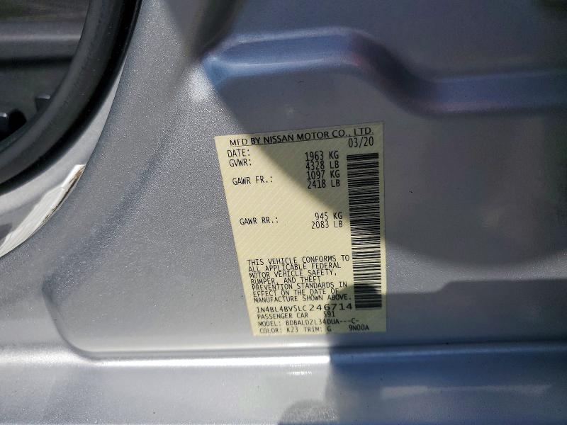 2020 Nissan Altima მანქანა იყიდება აუქციონზე, vin: 1N4BL4BV5LC246714, აუქციონის ნომერი: 60189826