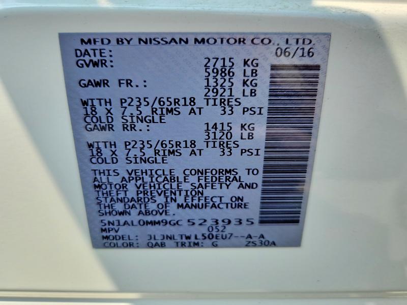 Продаж на аукціоні авто 2016 Infiniti Qx60, vin: 5N1AL0MM9GC523935, номер лоту: 61481976