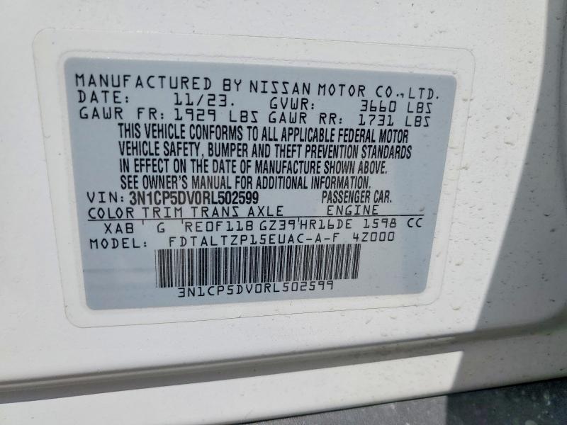 2024 Nissan Kicks მანქანა იყიდება აუქციონზე, vin: 3N1CP5DV0RL502599, აუქციონის ნომერი: 60792426