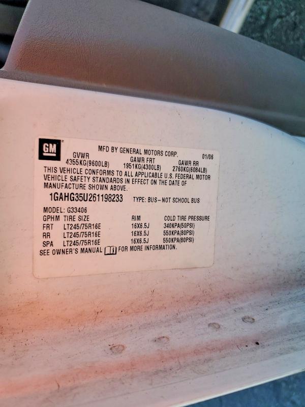Продажа на аукционе авто 2006 Chevrolet Express G3500, vin: 1GAHG35U261198233, номер лота: 60019946