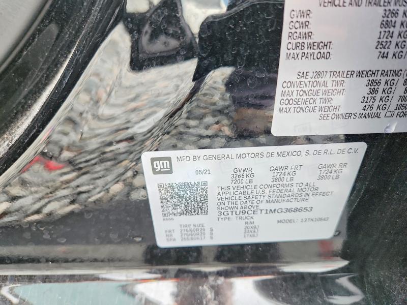 Aukcja sprzedaży 2021 Gmc Sierra, vin: 3GTU9CET1MG368653, numer aukcji: 62954326